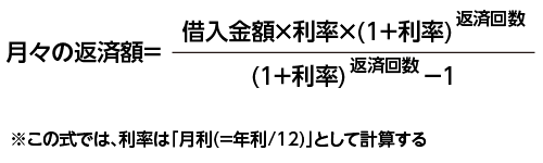 元利均等返済方式の返済式